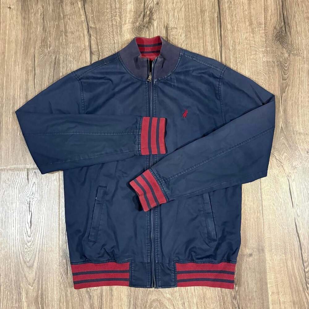 Polo Ralph Lauren Bomber Jacket Size M Navy Red Full Zip